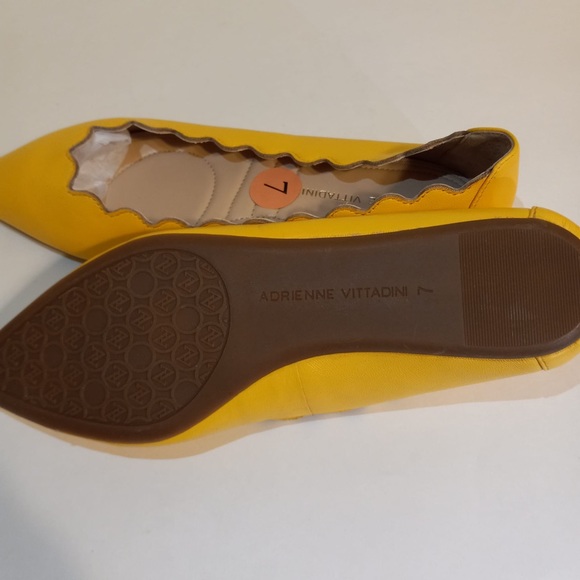 Adrienne Vittadini Womens Fox Ballerina Pointed Toe Flats yellow leather 7 - Picture 8 of 10